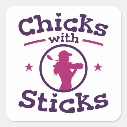 Chicks mit Sticks Golf Golf Golfer Frauen Quadratischer Aufkleber (Vorderseite)