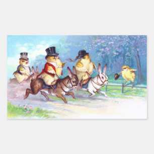 Chicks Osterfahrt Rechteckiger Aufkleber