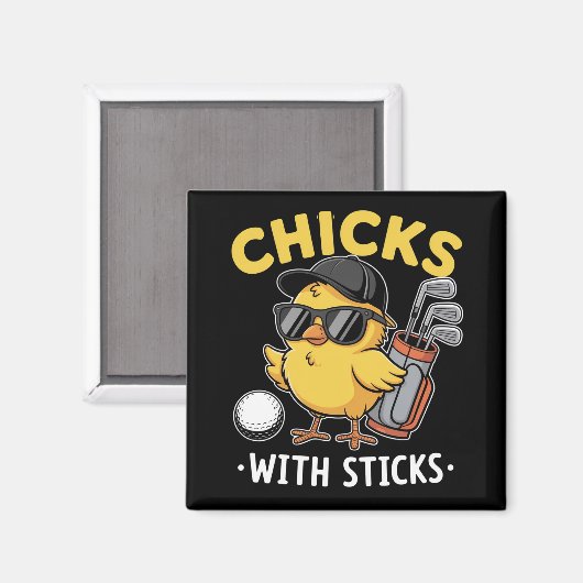 Chicks with Sticks Golfer Girl Golf Club Golfing Magnet (Vorderseite/Rückseite)
