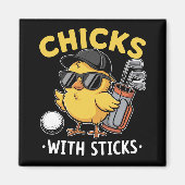 Chicks with Sticks Golfer Girl Golf Club Golfing Magnet (Vorne)