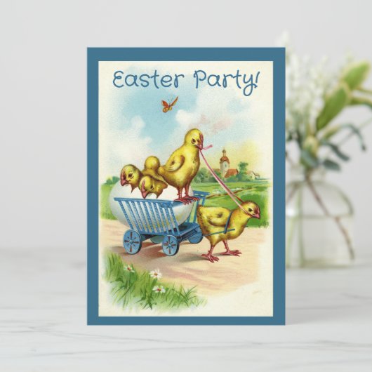 Chicky Wagon OsterParty Einladung (Stehend Vorderseite)