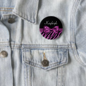 Chiclila Zebra-Druck IMITAT Glitz-Bogen mit Namen Button (Beispiel)