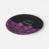 Chiclila Zebra-Druck IMITAT Glitz-Bogen mit Namen Pappteller (Schrägansicht)