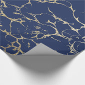 Chicmarineblau-Imitat-Goldfolien-Marmormuster Geschenkpapier (Ecke)