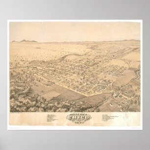 Chico, panoramische Karte 1871 (0272A) CA Poster