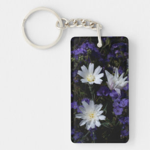 Chicorée und Phacelia-Wildblumen Schlüsselanhänger