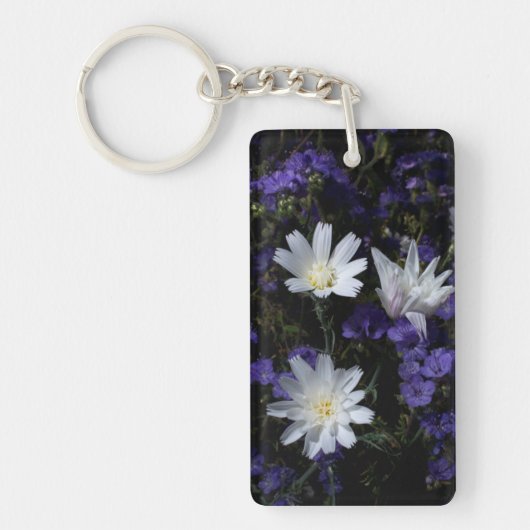 Chicorée und Phacelia-Wildblumen Schlüsselanhänger (Vorderseite)