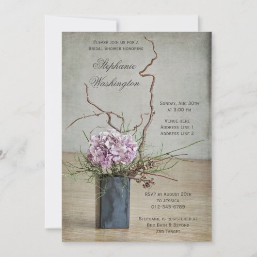 Chicrustikales Hydrangea-Anordnungs-Brautparty Einladung (Rückseite)