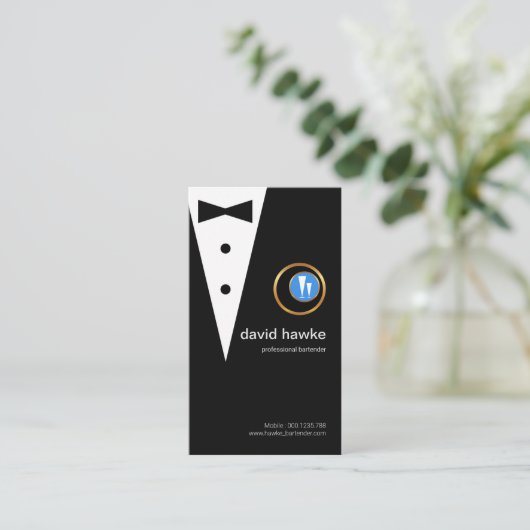 Chicschwarzes Visitenkarte (Stehend Vorderseite)