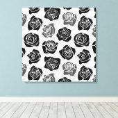ChicVintage Schwarzweiss-Rosen Leinwanddruck (Insitu (Holzboden))