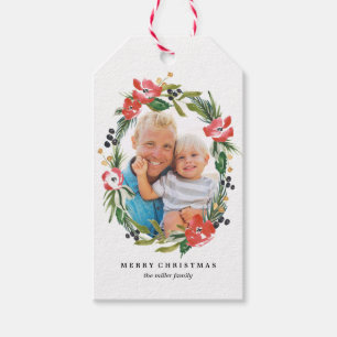 Chicwatercolor-ovaler Foto-Feiertags-Geschenk-mit Geschenkanhänger