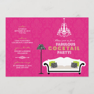 Chiczebra-Cocktail-Party Einladung (heißes Rosa)