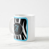 Chiczebra-Druck-Aqua-blaue Monogramm-Tasse Kaffeetasse (Vorderseite Links)