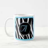 Chiczebra-Druck-Aqua-blaue Monogramm-Tasse Kaffeetasse (Links)