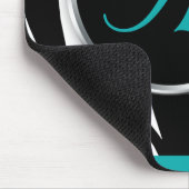 Chiczebra-Druck-aquamarines Monogramm mousepad (Ecke)
