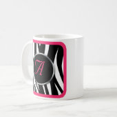 Chiczebra-Druck-Beeren-Rosa-Monogramm-Tasse Kaffeetasse (Vorderseite Links)