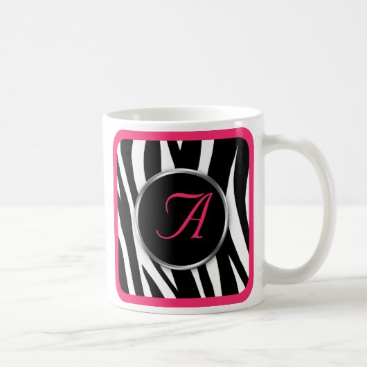 Chiczebra-Druck-Beeren-Rosa-Monogramm-Tasse Kaffeetasse (Rechts)