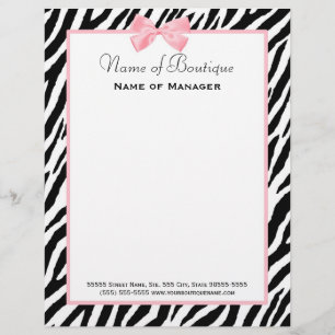 Chiczebra-Druck-Butike-Licht-wahres rosa Band Briefkopf