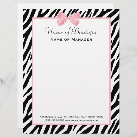 Chiczebra-Druck-Butike-Licht-wahres rosa Band Briefkopf (Vorne/Hinten)