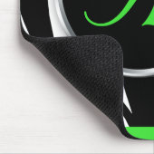 Chiczebra-Druck-Limones grünes Monogramm mousepad (Ecke)