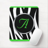 Chiczebra-Druck-Limones grünes Monogramm mousepad (Mit Mouse)