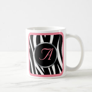 Chiczebra-Druck-Rosa-Monogramm-Tasse Kaffeetasse