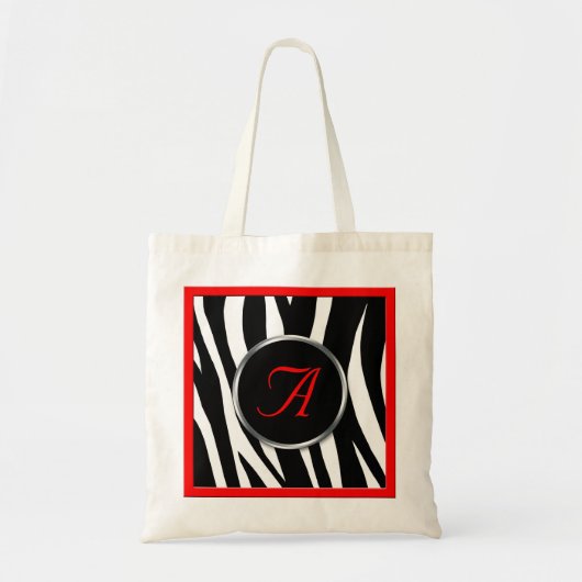 Chiczebra-Druck-rote Monogramm-Taschen-Tasche Tragetasche (Vorne)