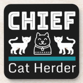Chief Cat Herder Funny Getränkeuntersetzer (Vorderseite)