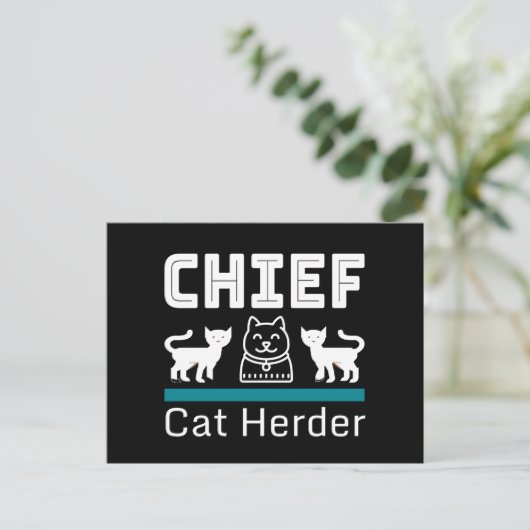 Chief Cat Herder Funny Postkarte (Stehend Vorderseite)