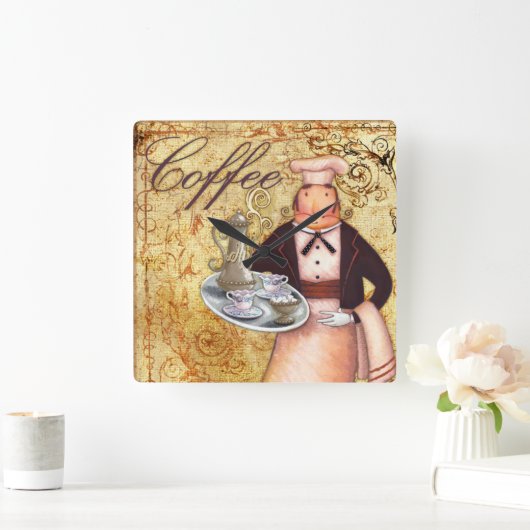 Chief Coffee Quadratische Wanduhr (Zuhause)