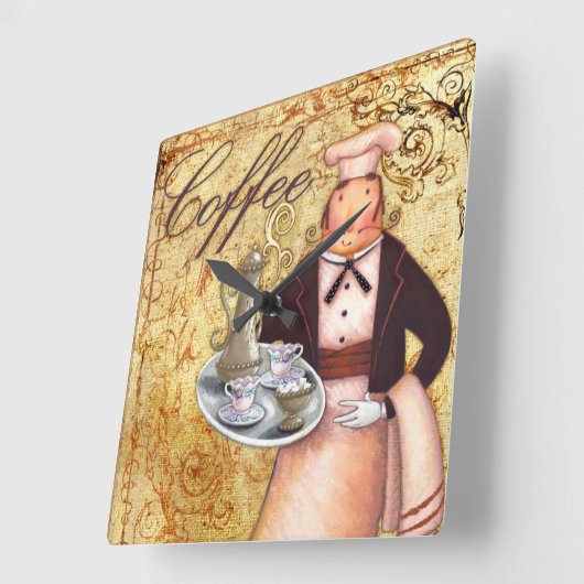 Chief Coffee Quadratische Wanduhr (Winkel)