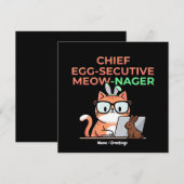 Chief Egg-secutive Meow-Nager Funny Easter Cat  Einladung (Vorne/Hinten)