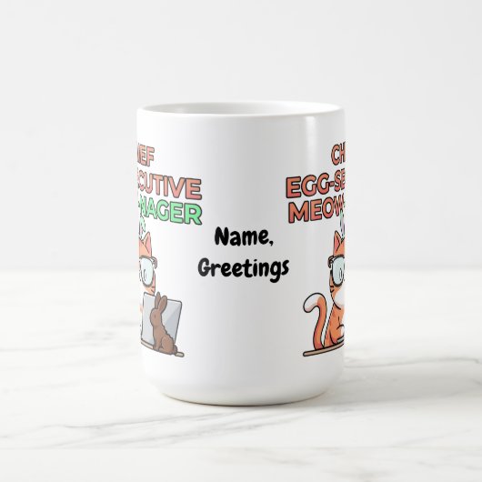 Chief Egg-secutive Meow-Nager Funny Easter Cat  Kaffeetasse (Mittel)