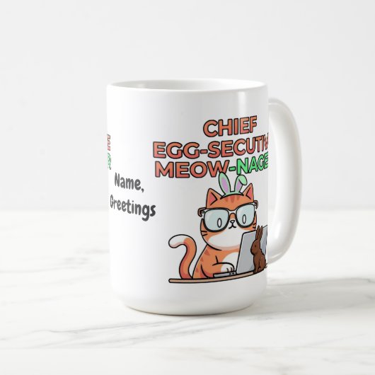 Chief Egg-secutive Meow-Nager Funny Easter Cat  Kaffeetasse (VorderseiteRechts)