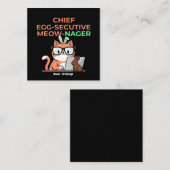 Chief Egg-secutive Meow-Nager Funny Easter Cat  Quadratische Visitenkarte (Vorne/Hinten)