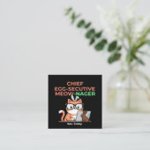 Chief Egg-secutive Meow-Nager Funny Easter Cat  Quadratische Visitenkarte (Stehend Vorderseite)