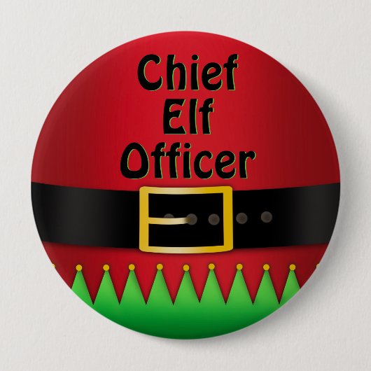 Chief Elf Officer Christmas Red Green Button (Vorderseite)