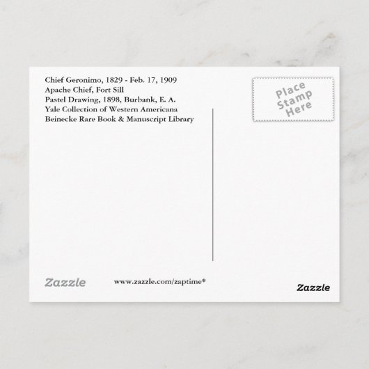 Chief Geronimo, Apache, 1898 Postkarte (Rückseite)