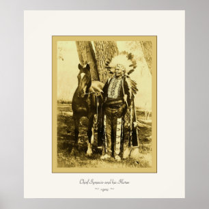 Chief Ignacio und sein Pferd ~ 1904~ Vintages Foto Poster