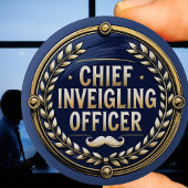 Chief Inveigling officer Funny Wordplay Clever Button