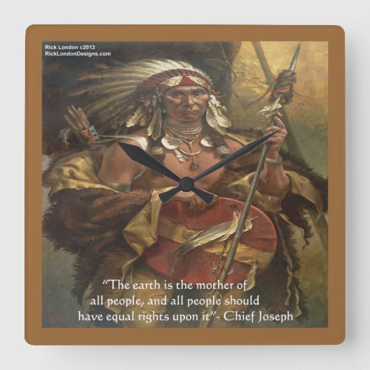 Chief Joseph Mutter Erde Zitat Wall Clock Quadratische Wanduhr (Vorderseite)