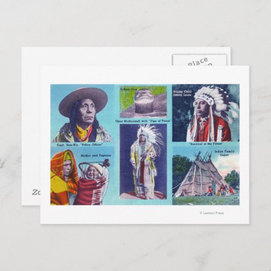 Chief Multnomah, Capt Som-Kin Postkarte (Vorne/Hinten)