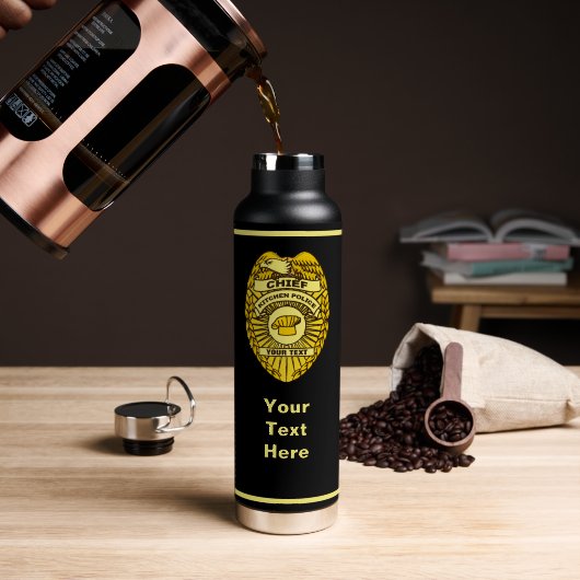 Chief Of Kitchen Police Badge Trinkflasche (Kaffee (gedreht))
