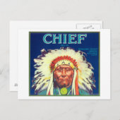 Chief Orange LabelRedlands, CA Postkarte (Vorne/Hinten)