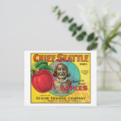 Chief Seattle Vintag Äpfel Label Postkarte (Stehend Vorderseite)