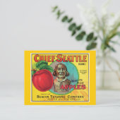 Chief Seattle Vintag Äpfel Label Postkarte (Stehend Vorderseite)