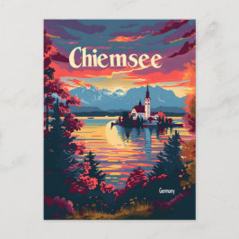 Chiemsee Deutschland Vintage Kunst Postkarte