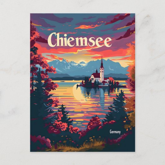 Chiemsee Deutschland Vintage Kunst Postkarte (Vorderseite)