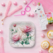 Chiffon Pink Rose Pappteller (Party)
