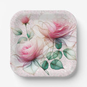 Chiffon Pink Rose Pappteller (Vorderseite)